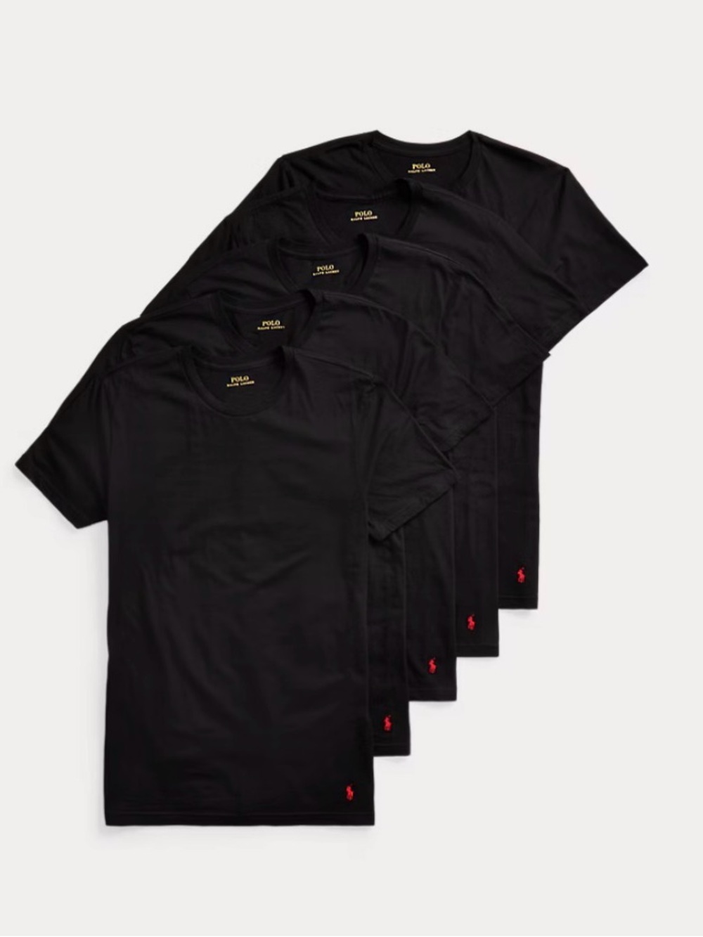 Polo by Ralph Lauren Classic Fit Cotton Crew Tee 6 pack Black Large NWT IN PKG